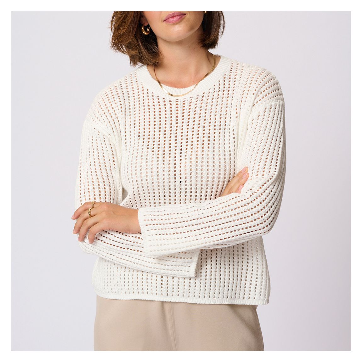 White Solar Cotton Blend Pullover main product photo