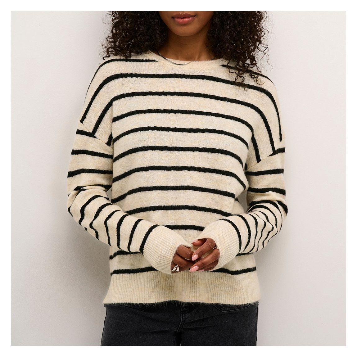 Striped Neutral Lida Knit Wool Blend Pullover main product photo