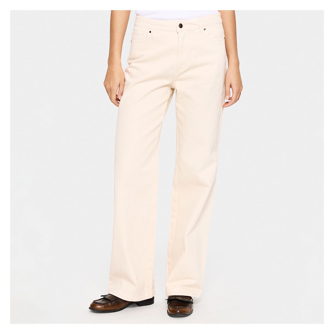 White Ilu Wide Leg Cotton Jeans main product photo