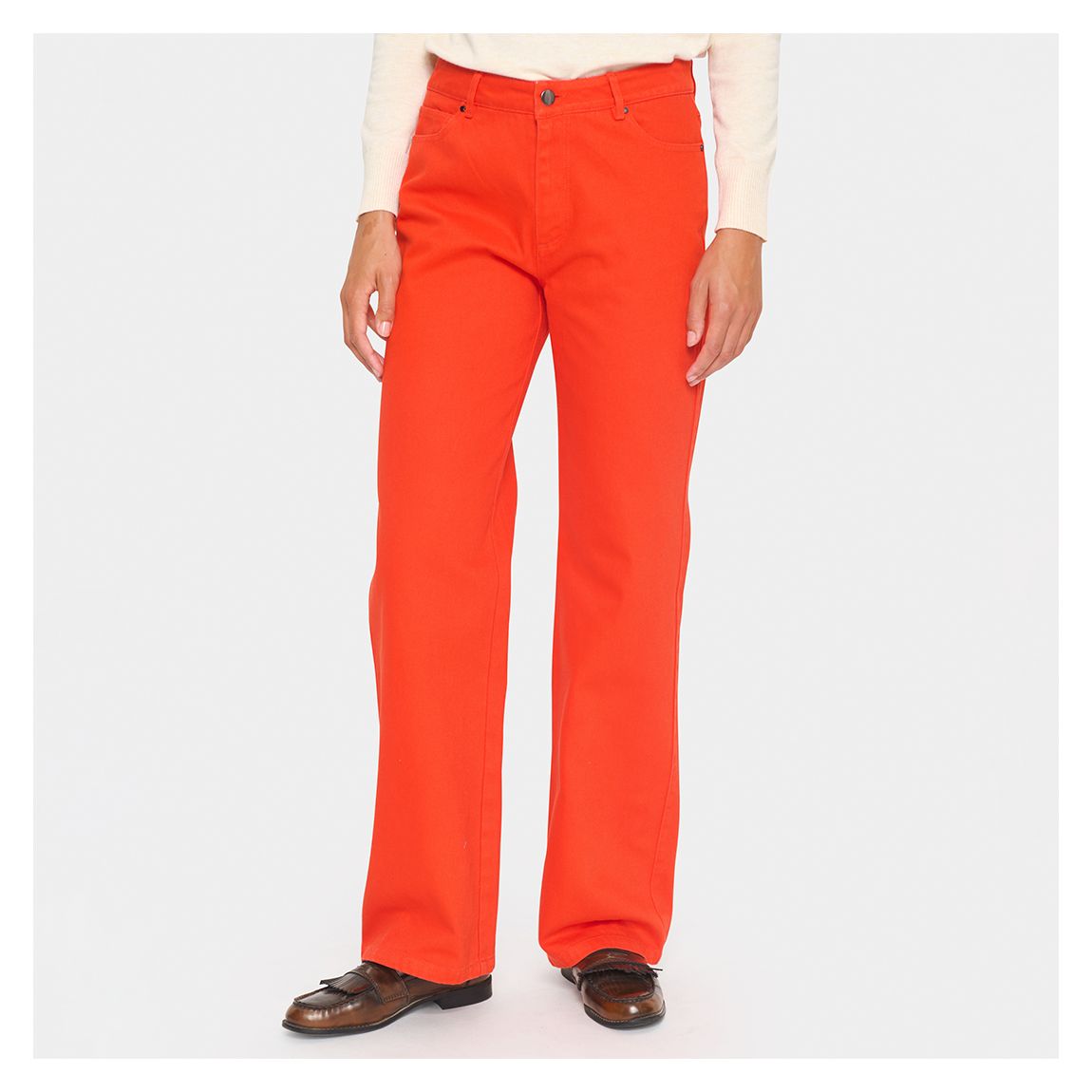 Red Ilu Wide Leg Cotton Blend Jeans main product photo