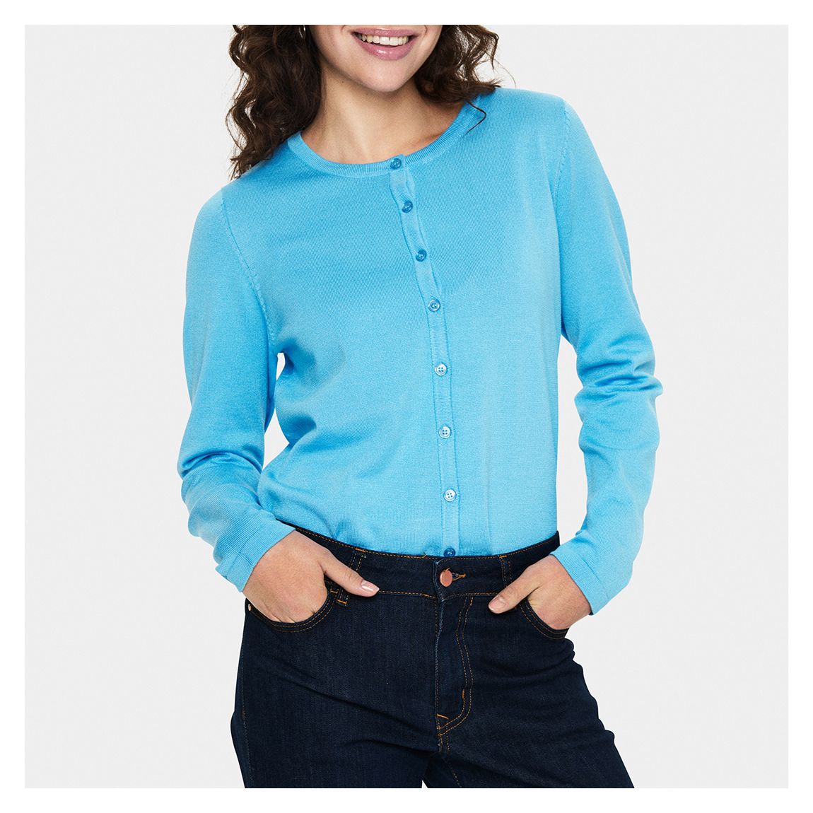Ribbed Blue Mila Cardigan main product photo