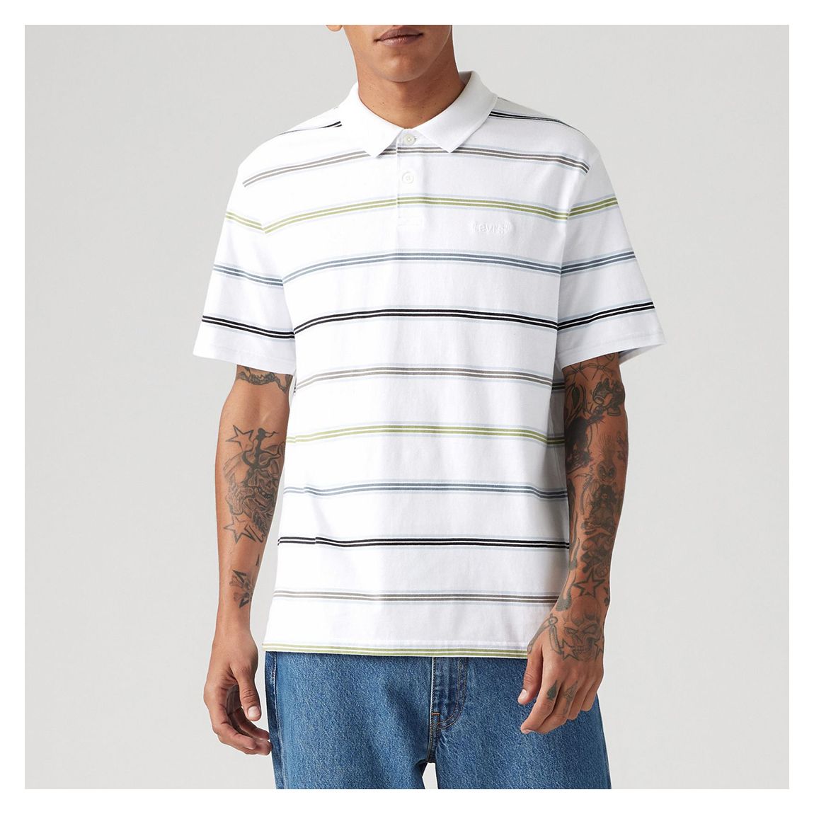 White Striped Authentic Polo Top main product photo