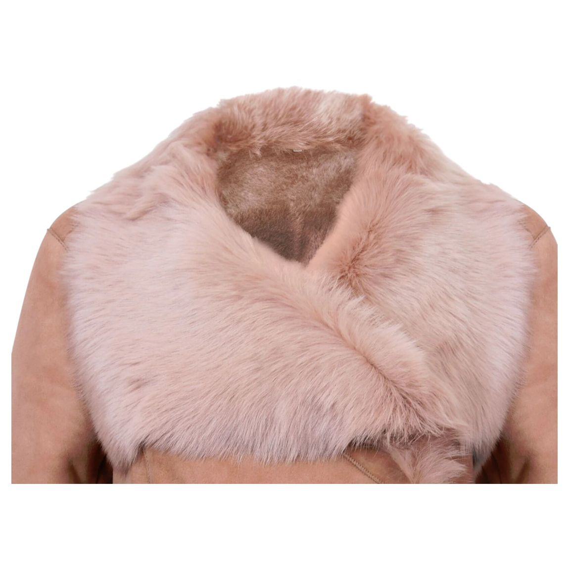 Womens Beige Suede Merino Shearling Toscana Coat -Rochford main product photo