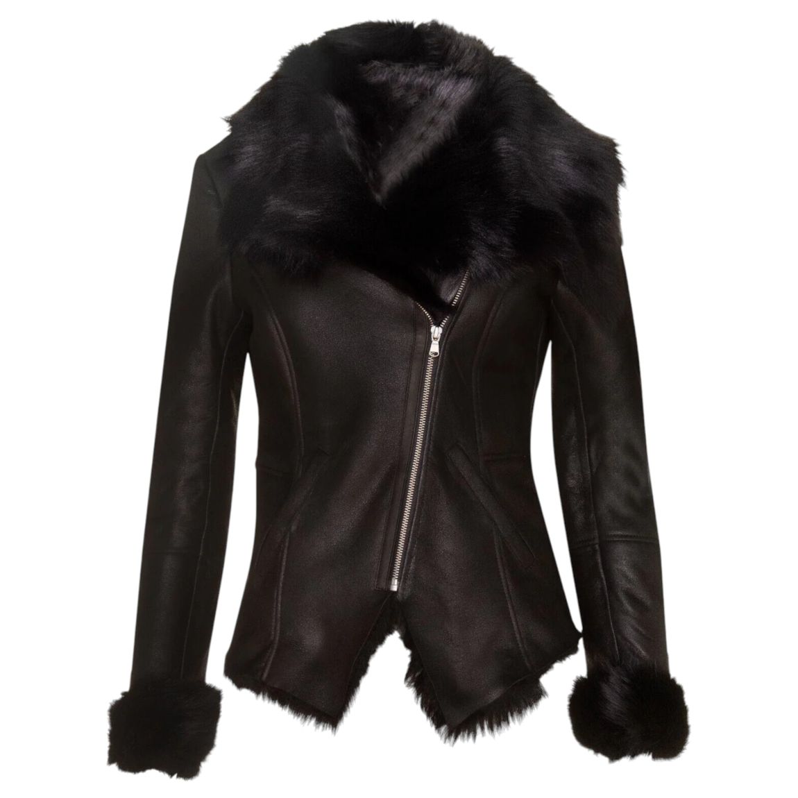 Womens Black Toscana Sheepskin Leather Jacket-Redcar main product photo