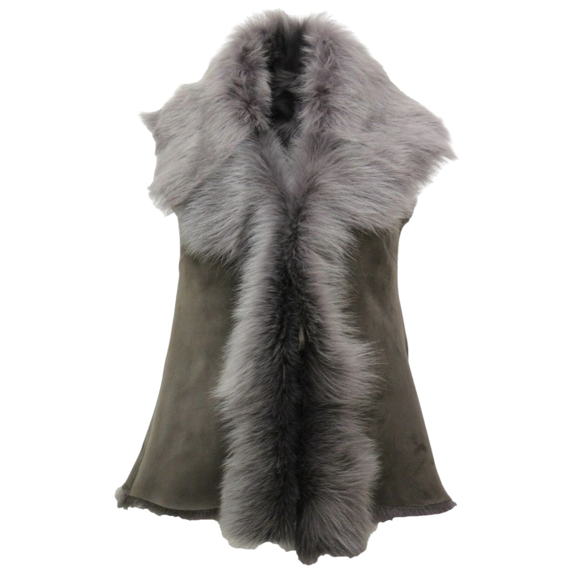 Womens Grey Warmer Toscana Sheepskin Short Gilet-Seaham main product photo