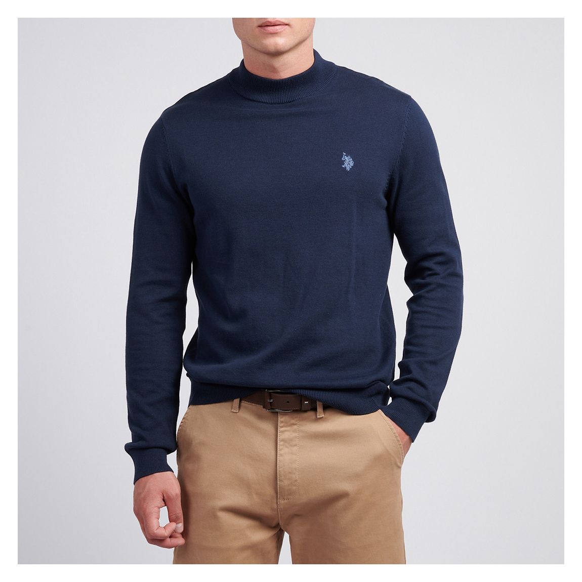 Navy Combed Cotton Turtle Neck Jumper main product photo