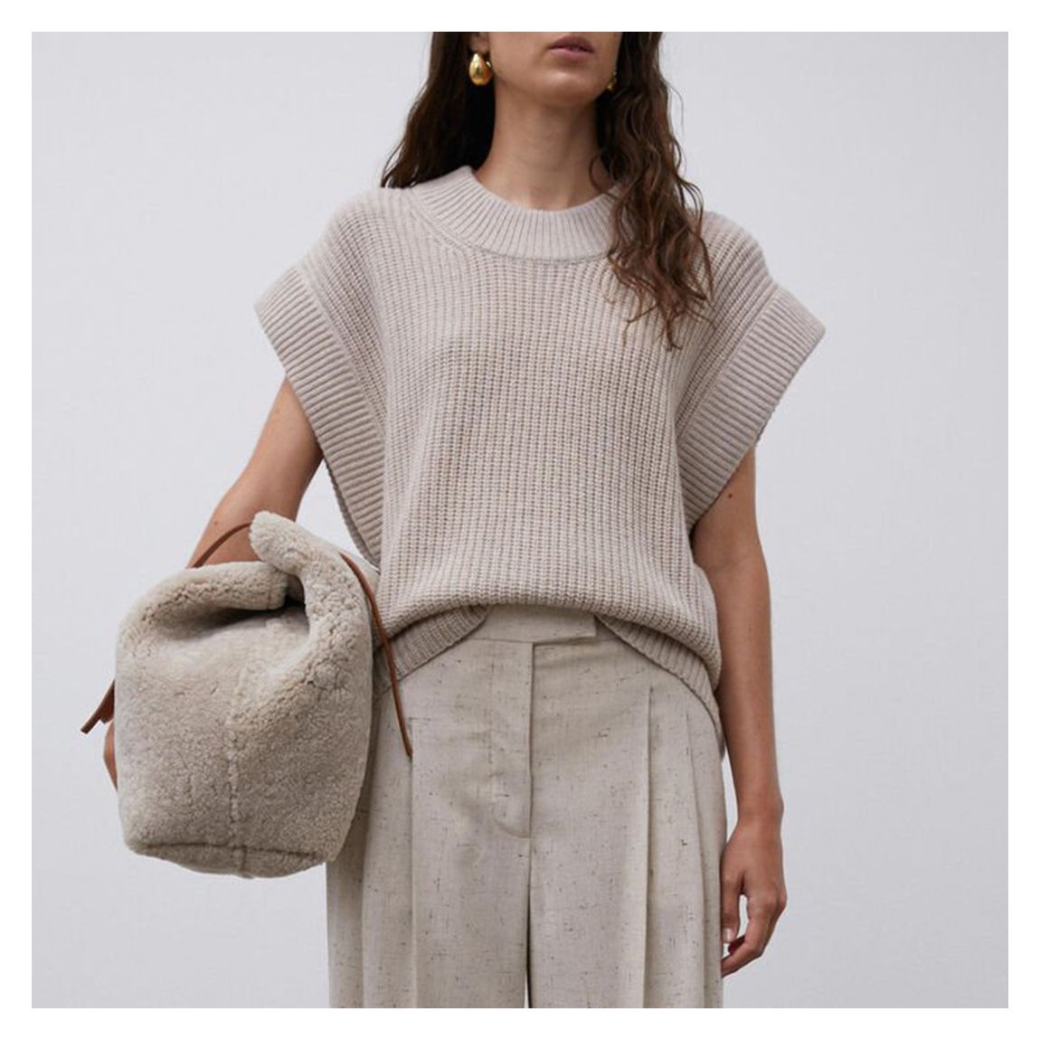 Grey Farima Sleeveless Wool Jumper main product photo
