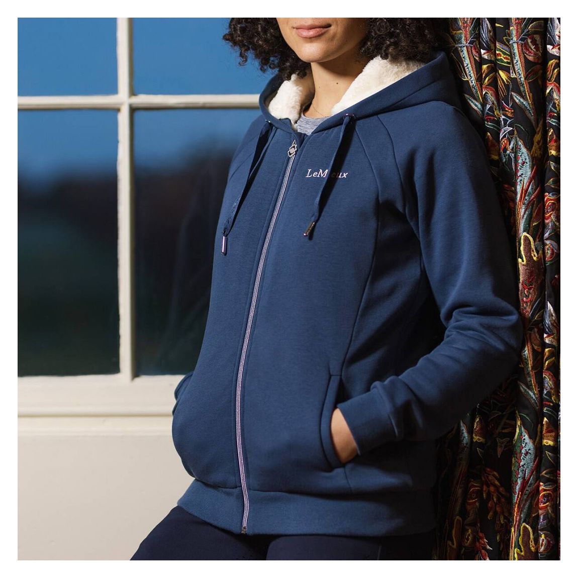 Navy Sherpa Lined Hoodie main product photo