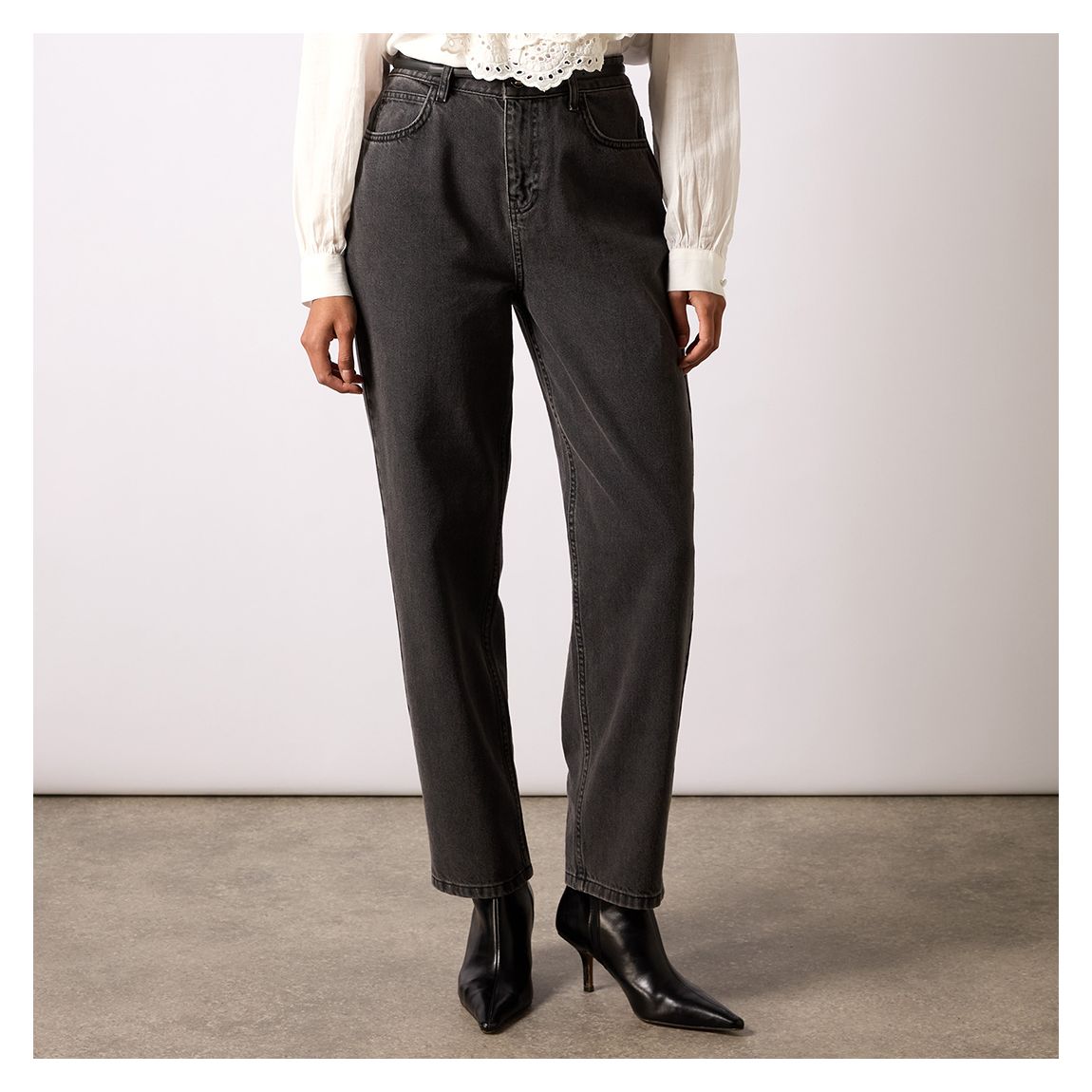 Grey Straight Cotton Jeans main product photo