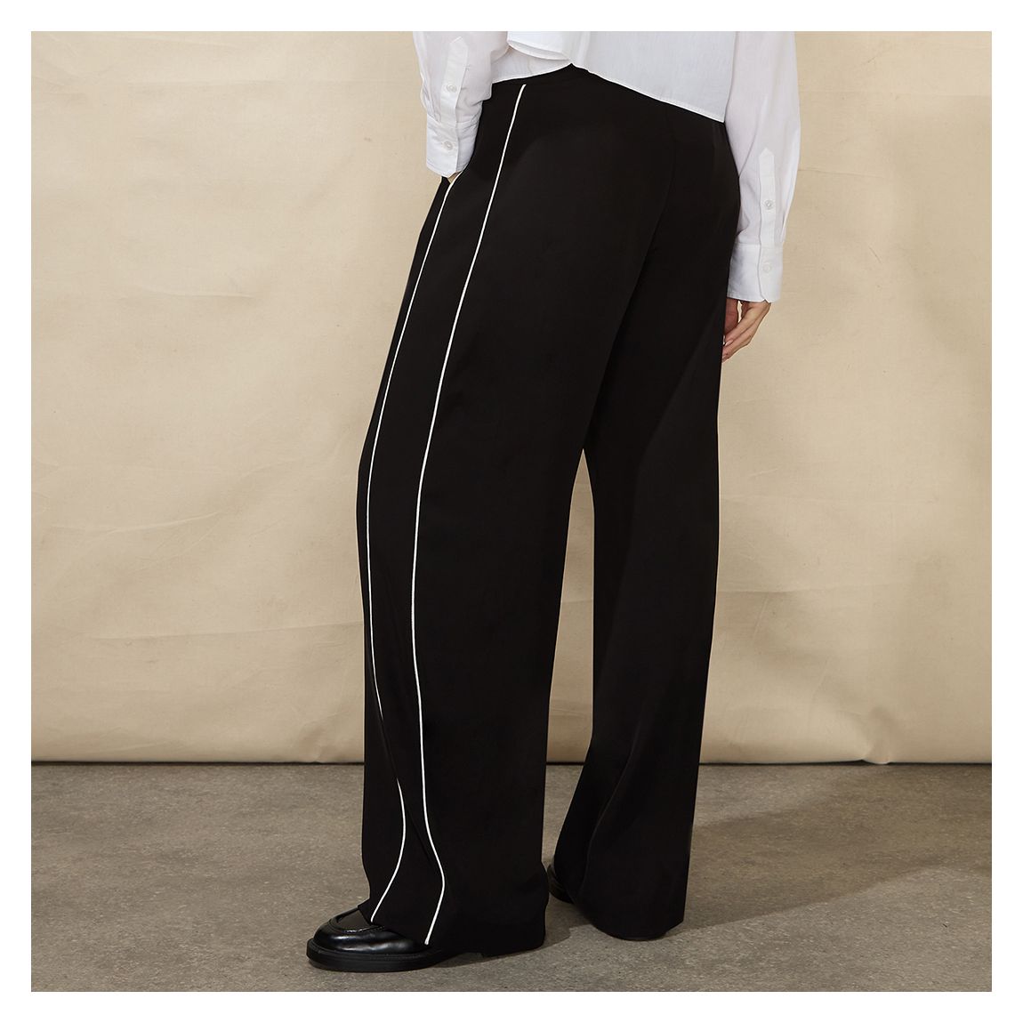 Black Side Stripe Crepe Trousers main product photo