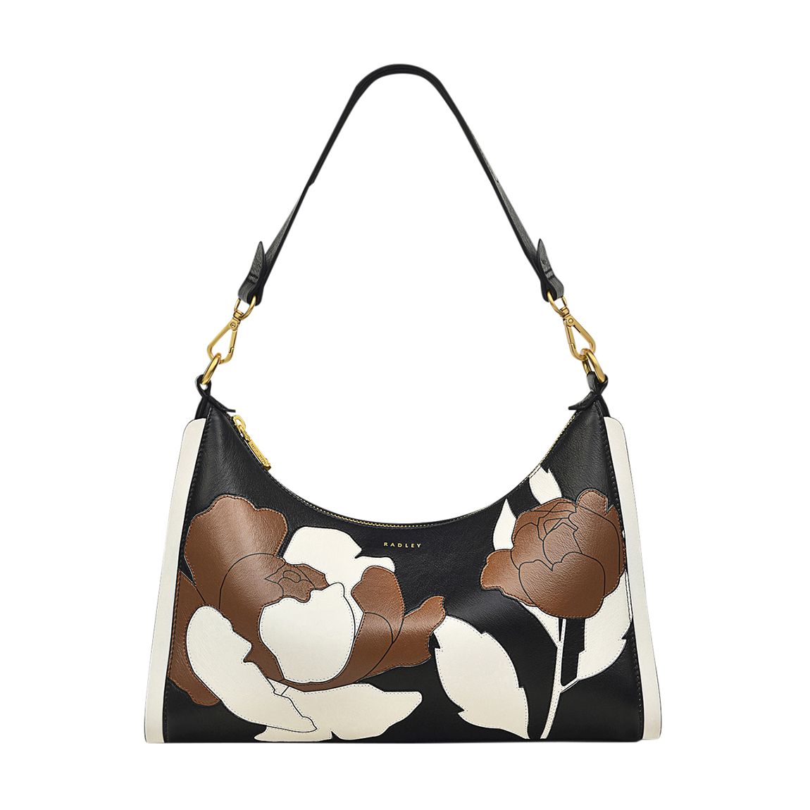 Black Sloane Street Mono Medium Ziptop Shoulder Bag main product photo