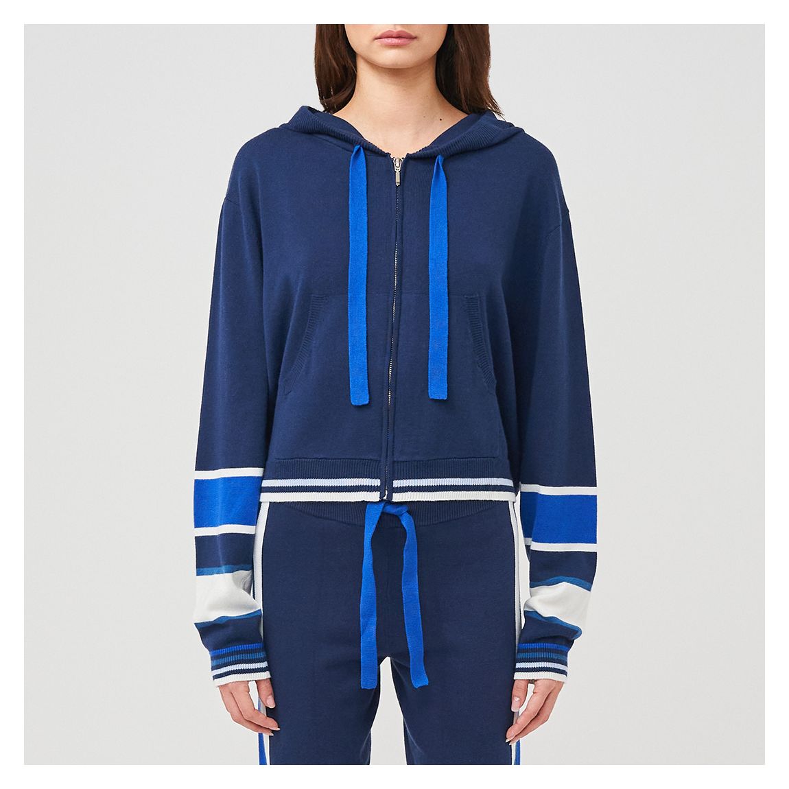 Navy Sporty Cotton Blend Hoodie main product photo