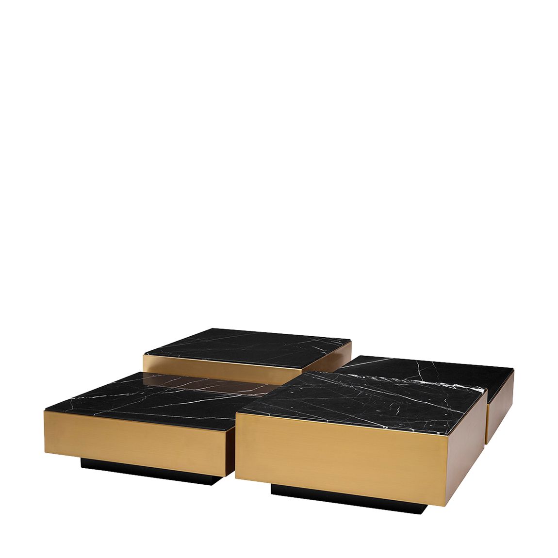 116523 - Coffee Table Esposito brushed brass finish black marble set of 4 main product photo