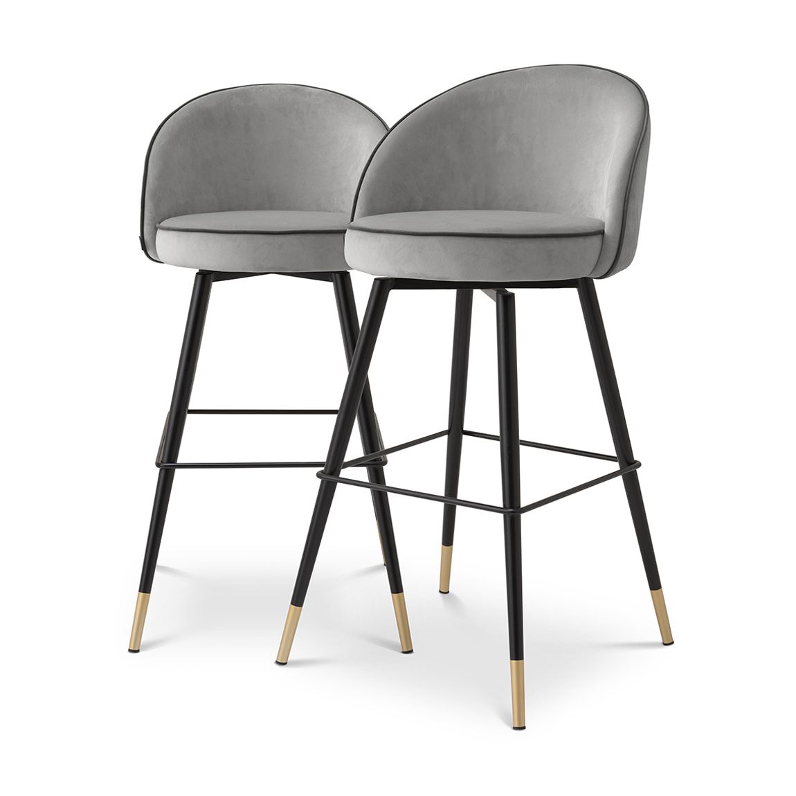 Cooper Bar Stool, Roche Light Grey Velvet, Set of 2 main product photo