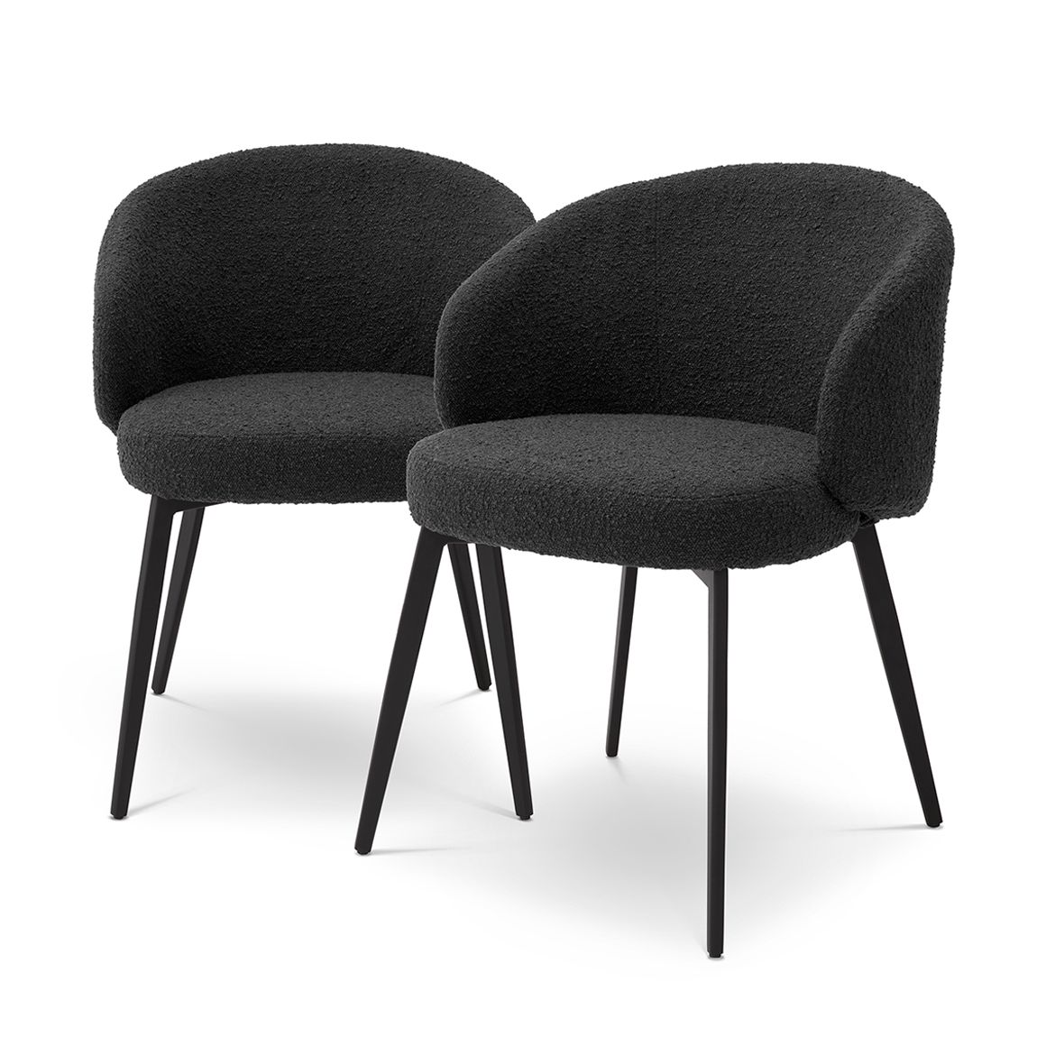 115989 - Dining Chair Lloyd with arm bouclé black set of 2 main product photo