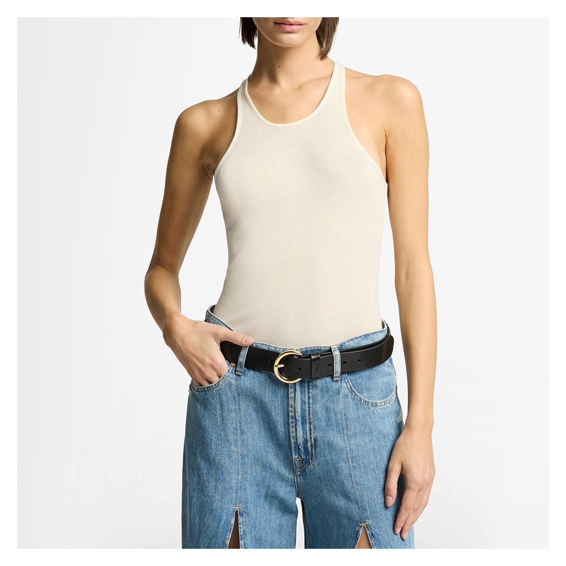 White Cotton Tank Top main product photo