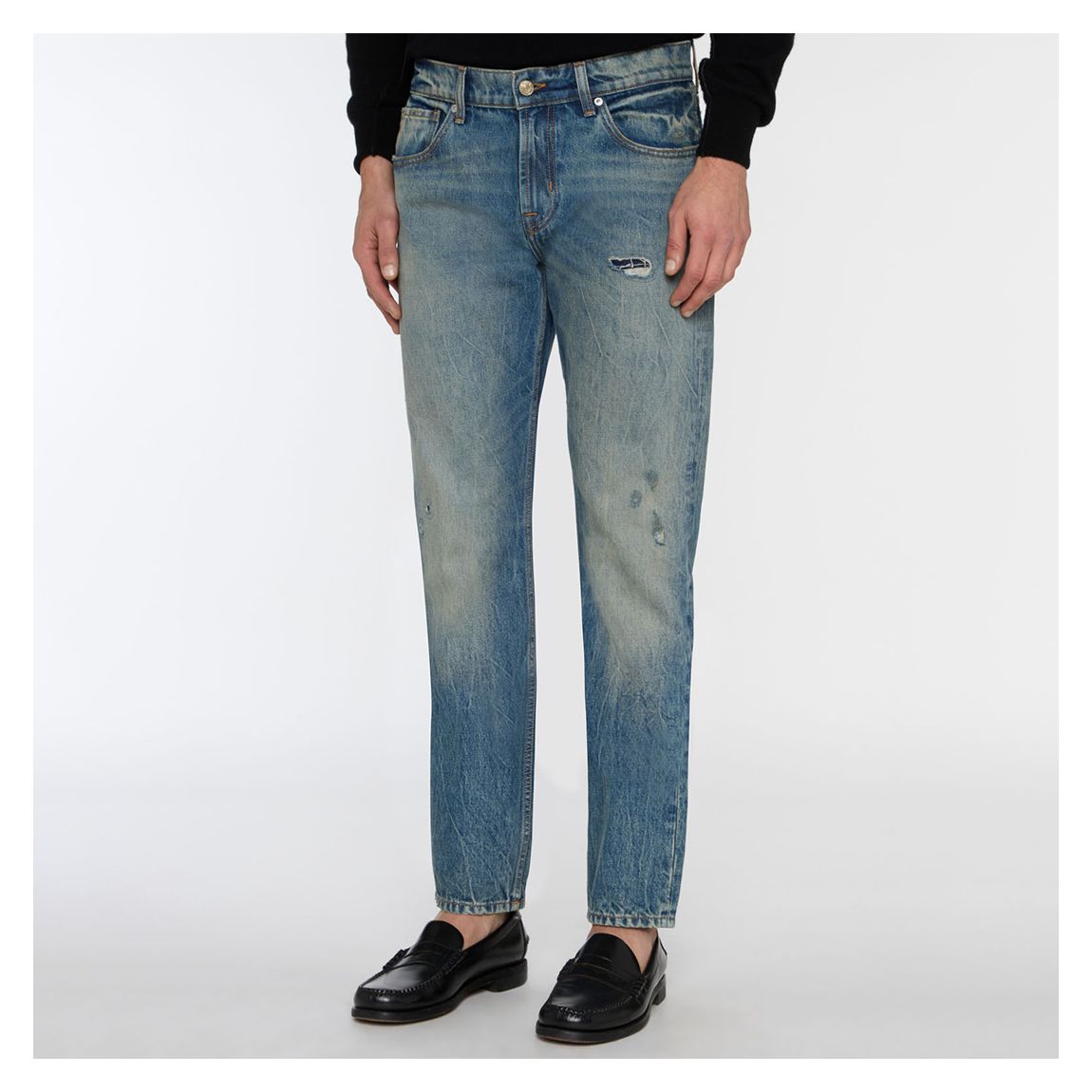 Blue Disstressed Straight Undergraduate Jeans main product photo