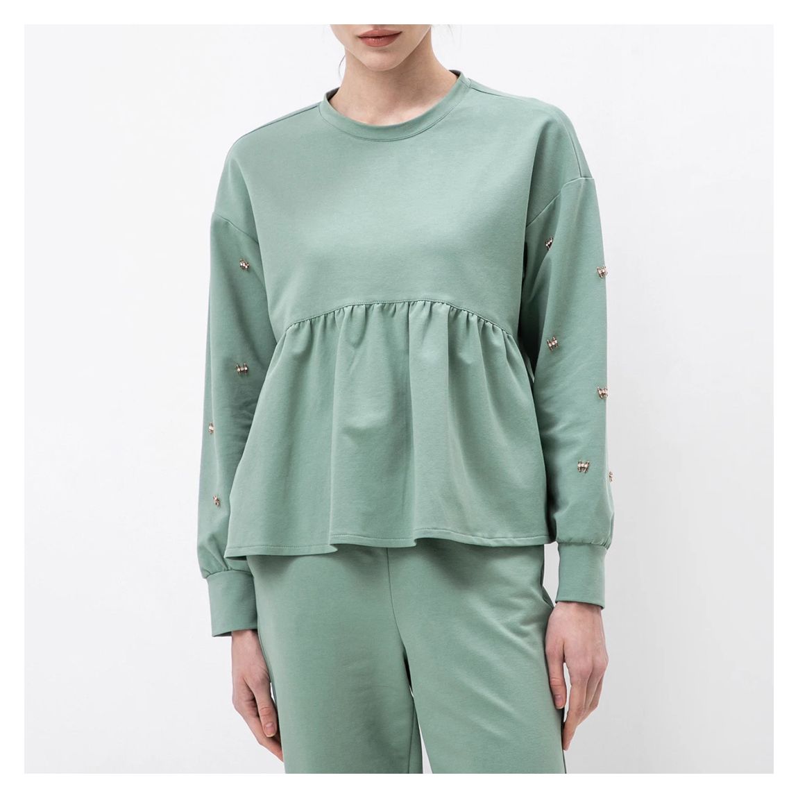 Green Ionico Cotton Frill Top main product photo
