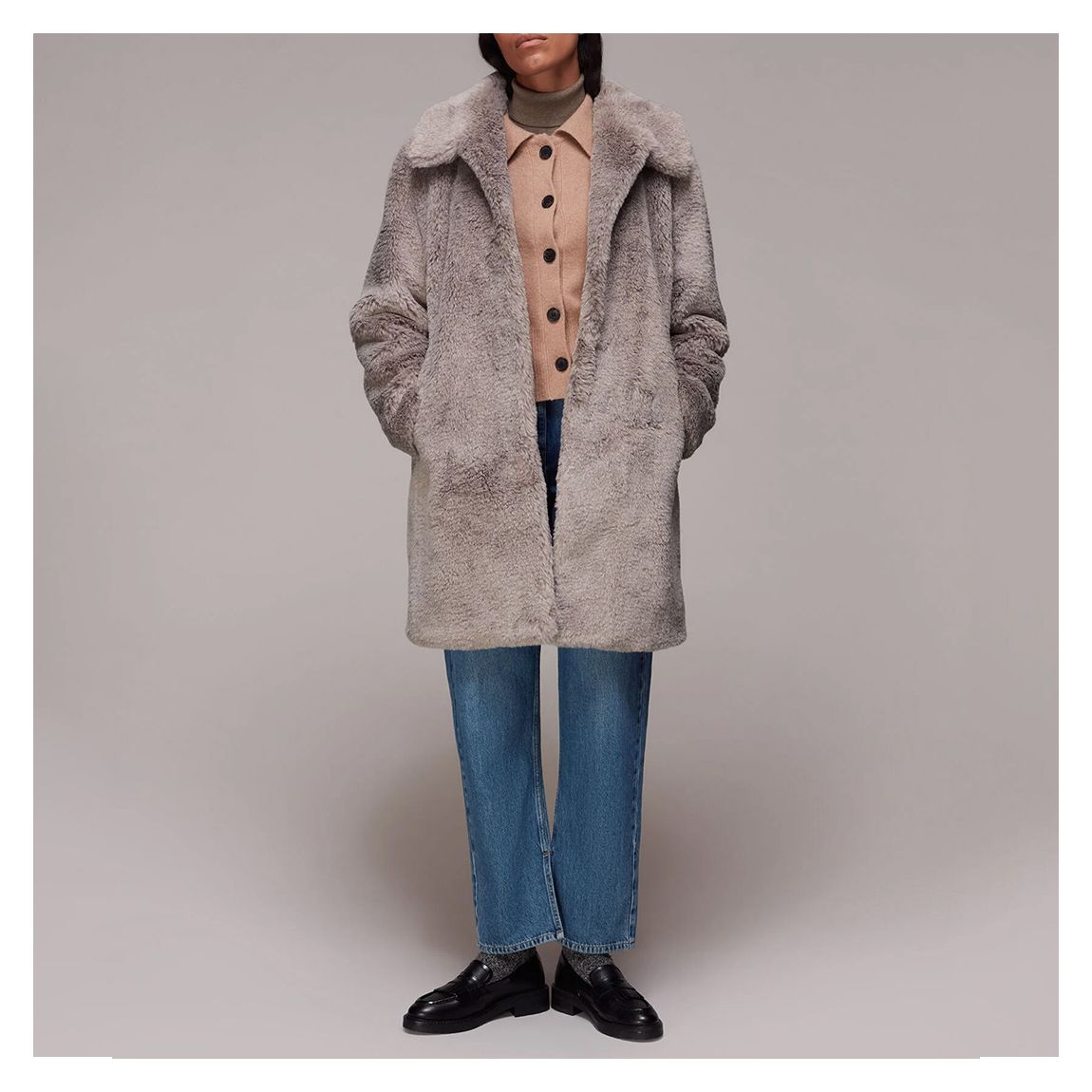 Grey Imogen Faux Fur Coat main product photo