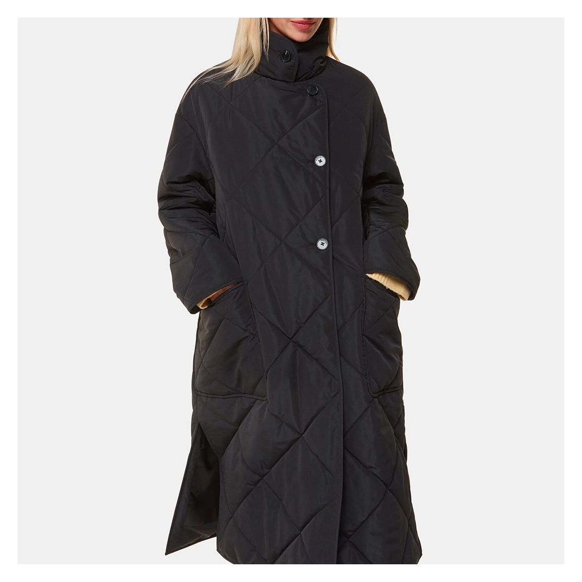 Black Alice Longline Quilted Coat main product photo