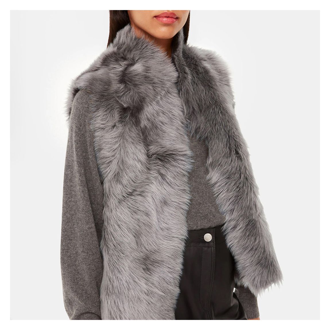 Grey Short Toscana Sheepskin Gilet main product photo