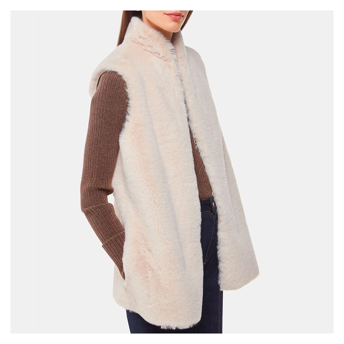 Neutral Faux Fur Gilet main product photo