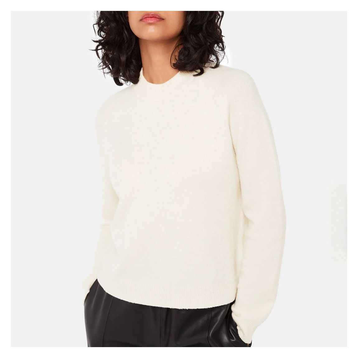 Ivory Wool Textured Crew Neck Top main product photo