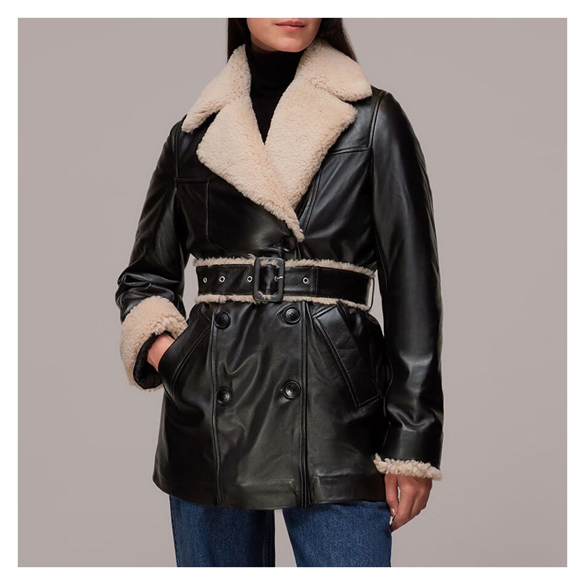 003035604 02 Maya Leather Belted Coat - 02 main product photo