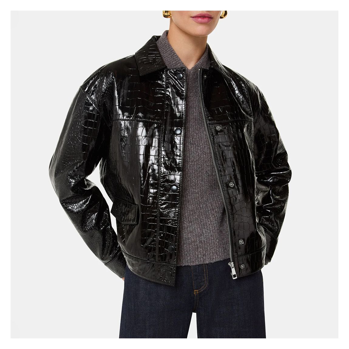 003039058 01 Casi Patent Leather Croc Biker - 01 main product photo