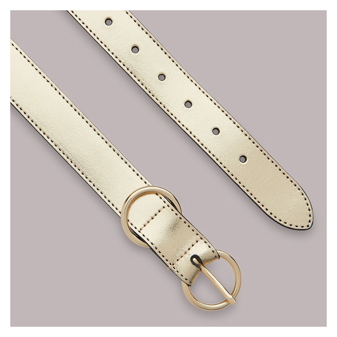 Cream Double Ring Buckle Belt main product photo
