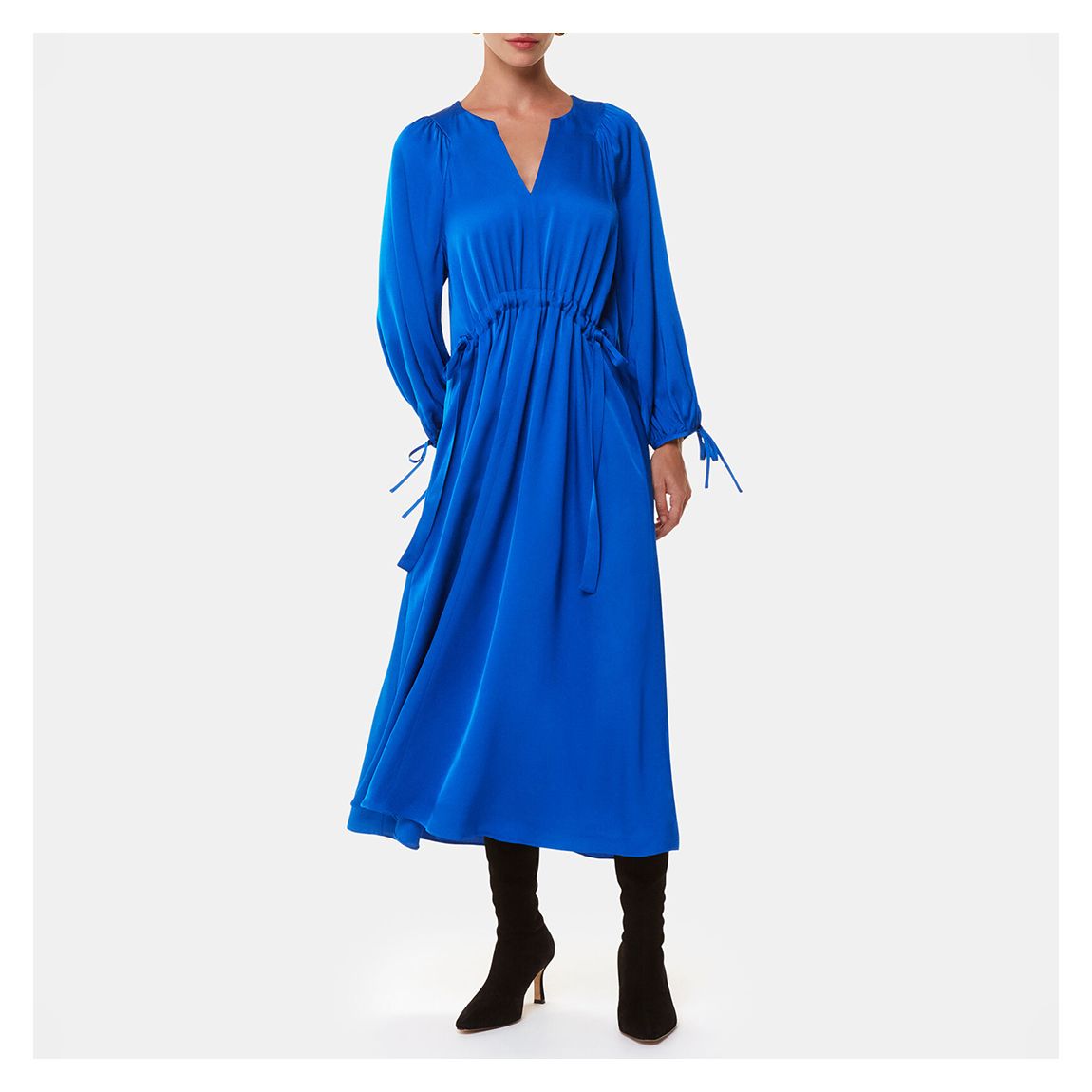 Blue Molly Satin Ruched Dress main product photo