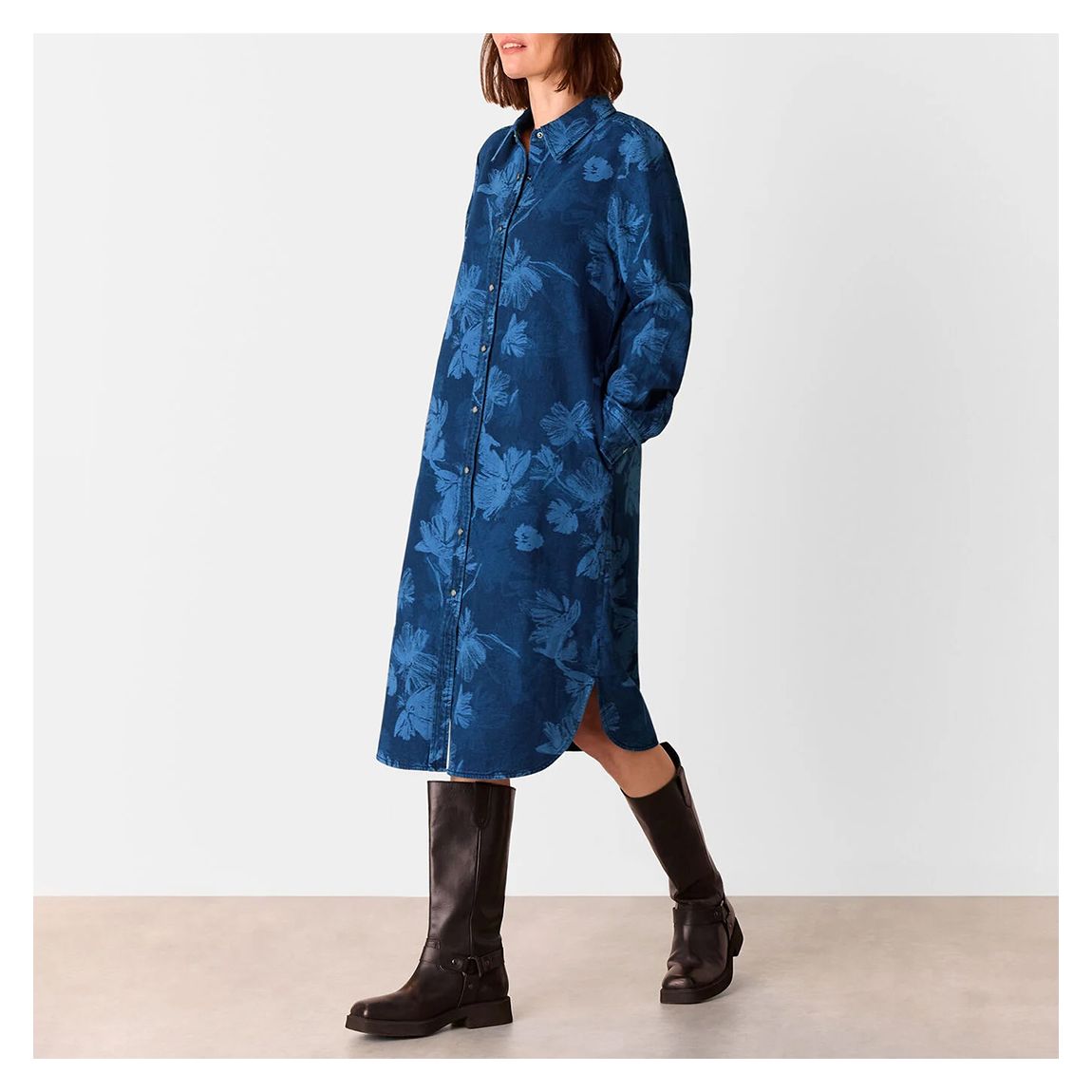 005039581 12 Chalk Print Denim Shirt Dress - 12 main product photo