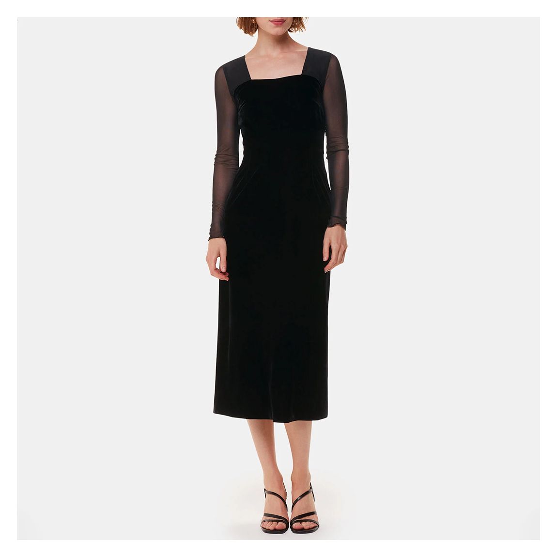 004039300 01 Mesh Sleeve Velvet Dress - 01 main product photo
