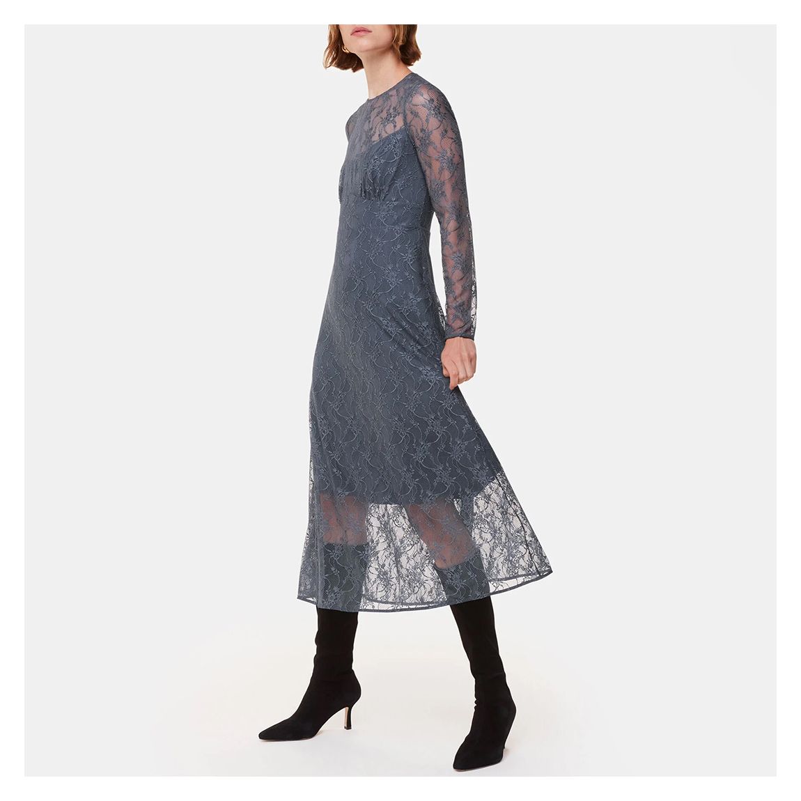 Grey Fay Lace Long Sleeve Dress main product photo