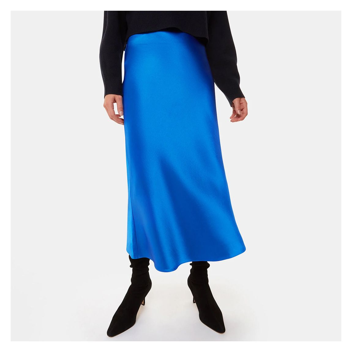 Blue Satin Bias Cut Skirt main product photo