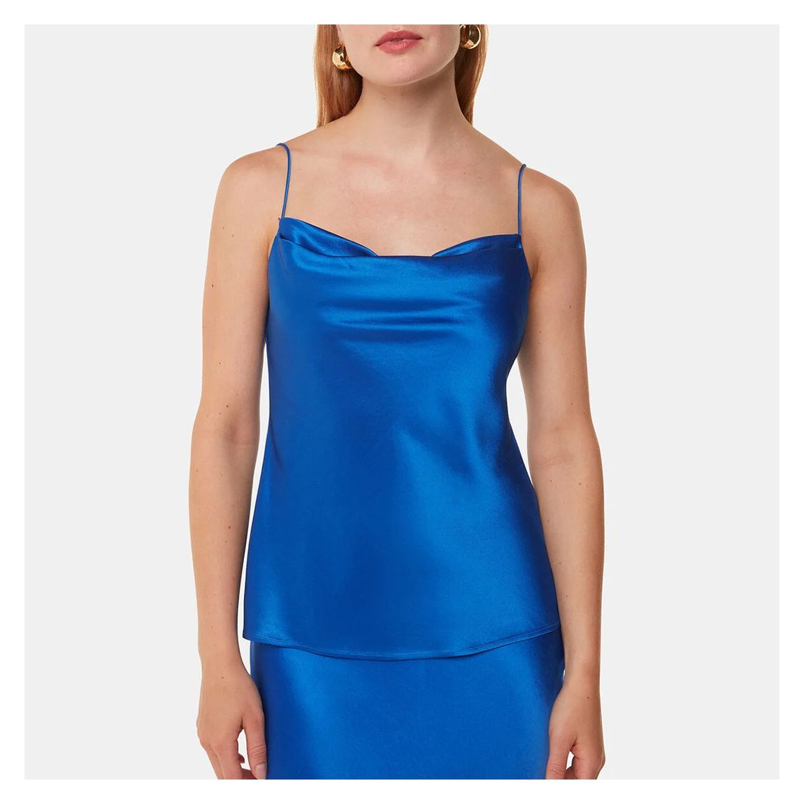 Blue Satin Cowl Neck Cami main product photo