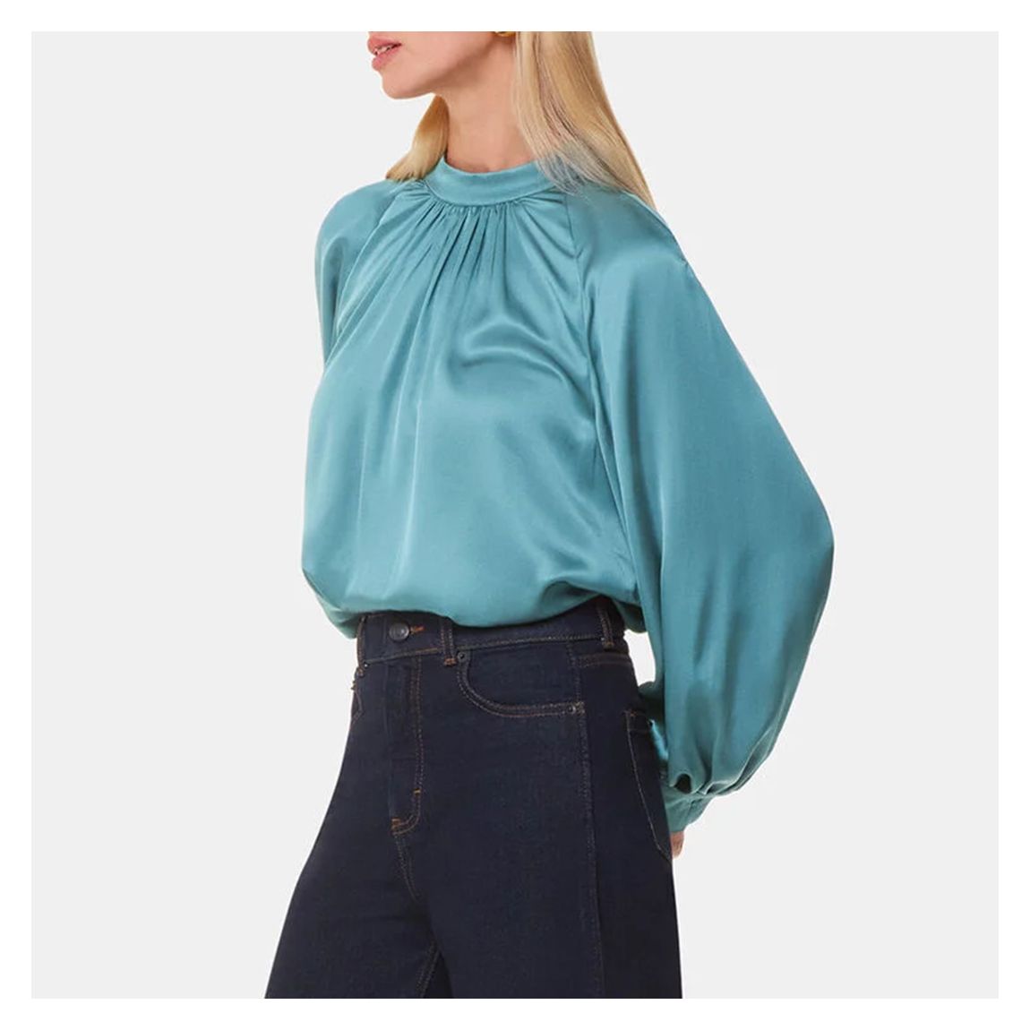 Teal Lea Satin Blouse main product photo