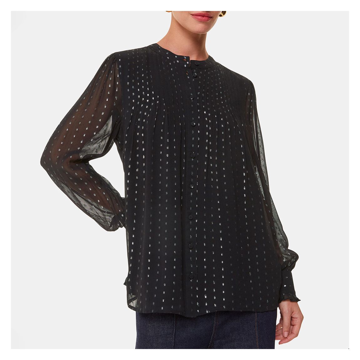 Black Metallic Stripe Shirt main product photo