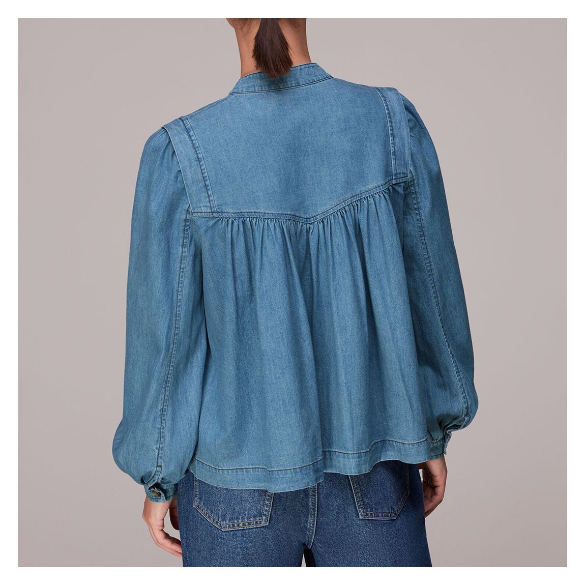 Blue Mollie Chambray Denim Blouse main product photo