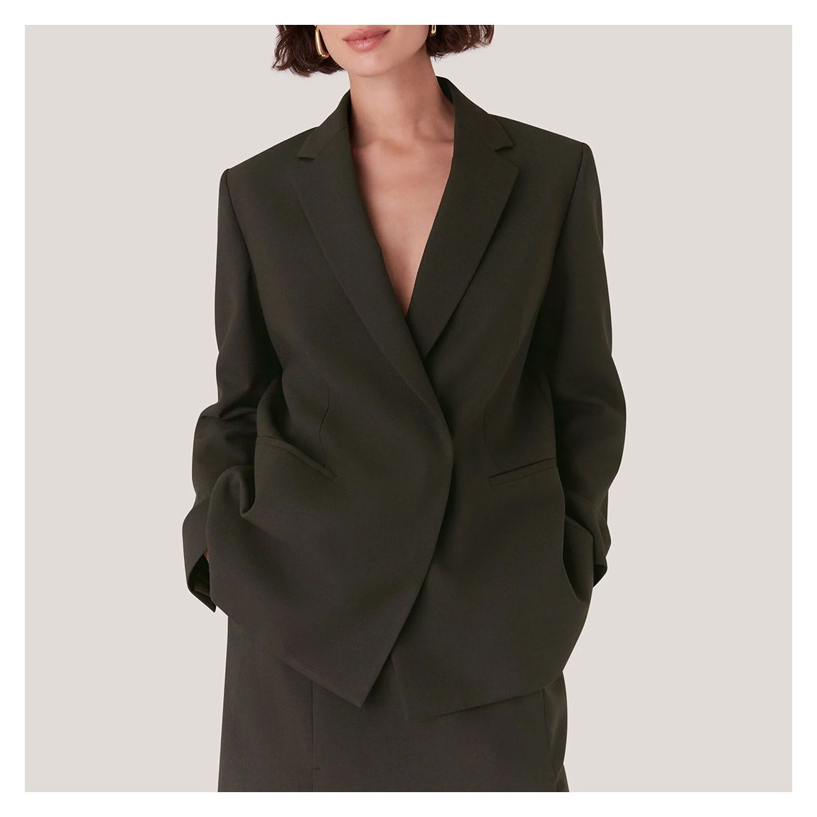 Dark Green Natalie Wool Blend Blazer main product photo