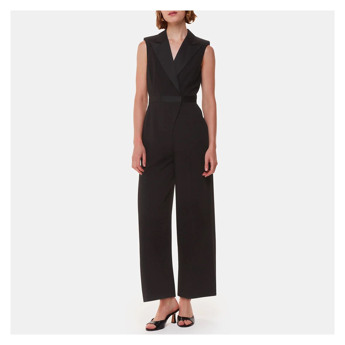 Black Edie Wool Blend Tuxedo Jumpsuit main product photo