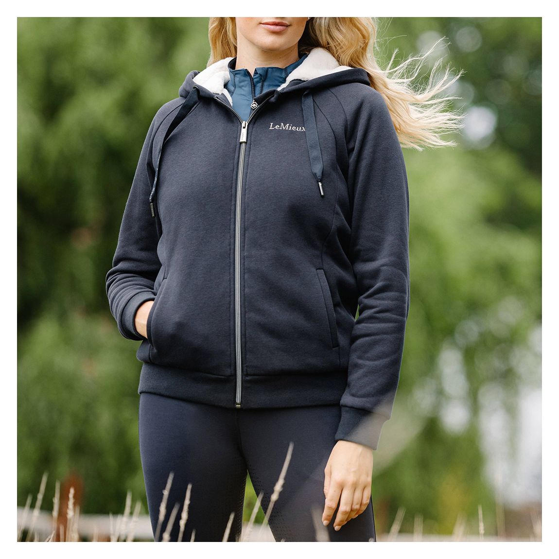 Navy Sherpa Lined Hoodie main product photo