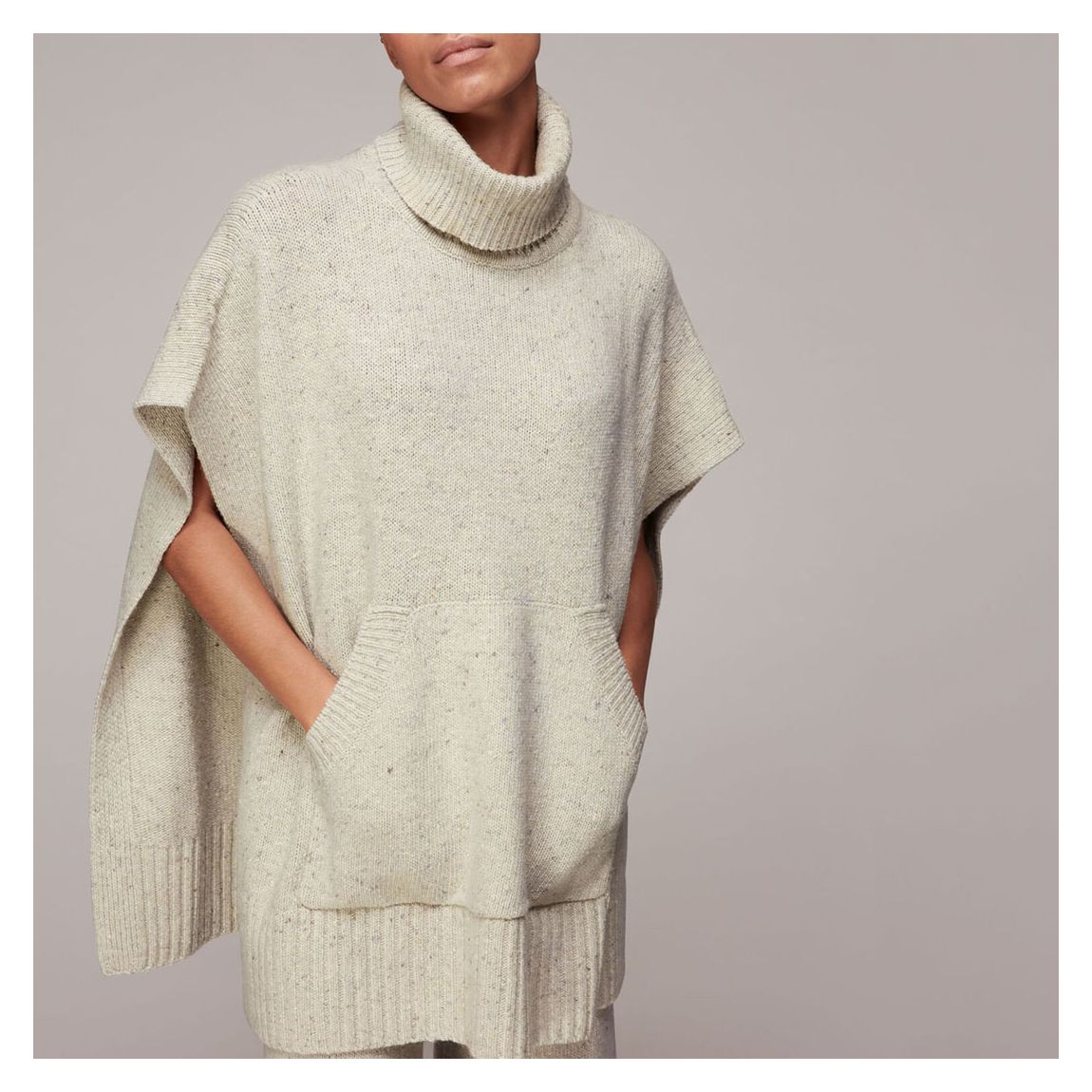 Ivory Wool Blend Knit Cape main product photo
