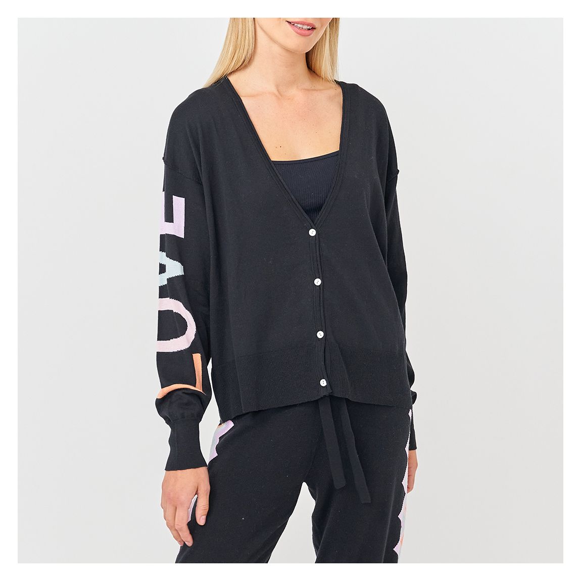 Black Love Cotton Silk Blend Cardigan main product photo