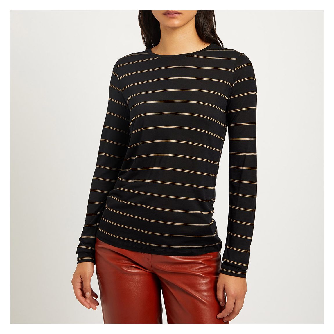 Black Stripe Crew Neck Top main product photo
