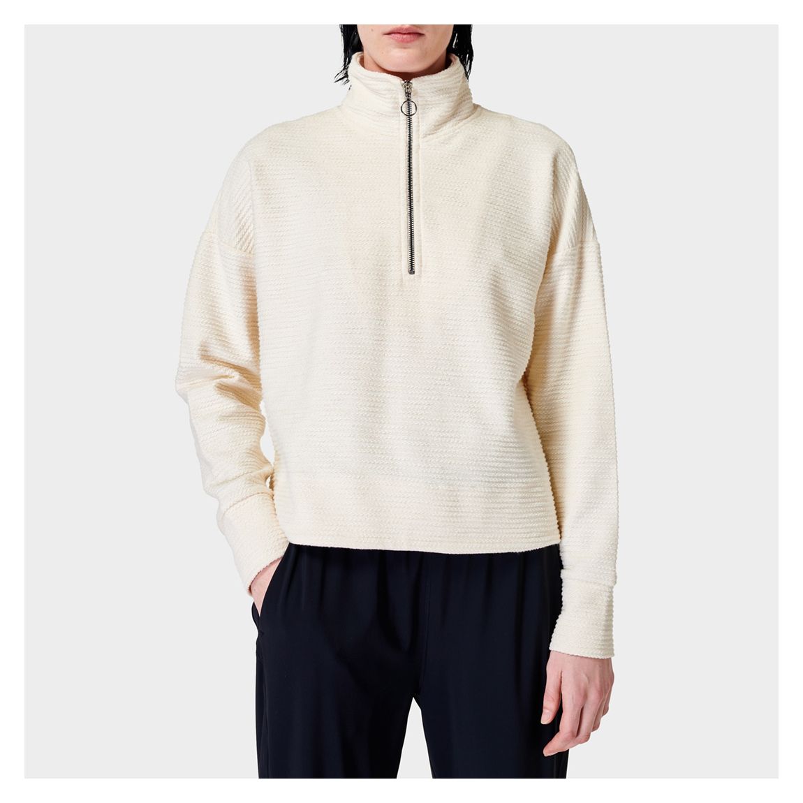 White Rest Up Half Zip Pullover main product photo