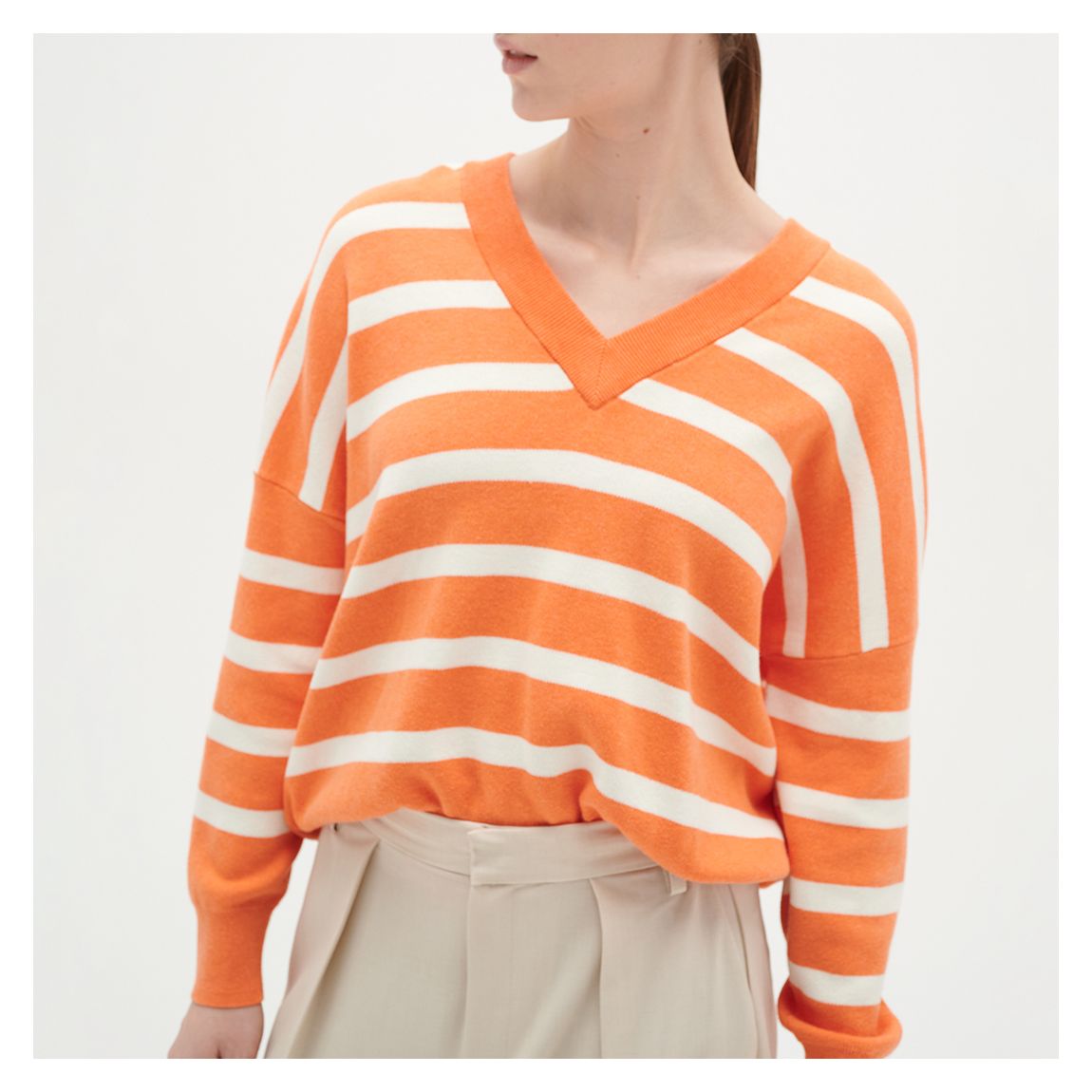 Orange Stripe Foster Cotton Jumper main product photo