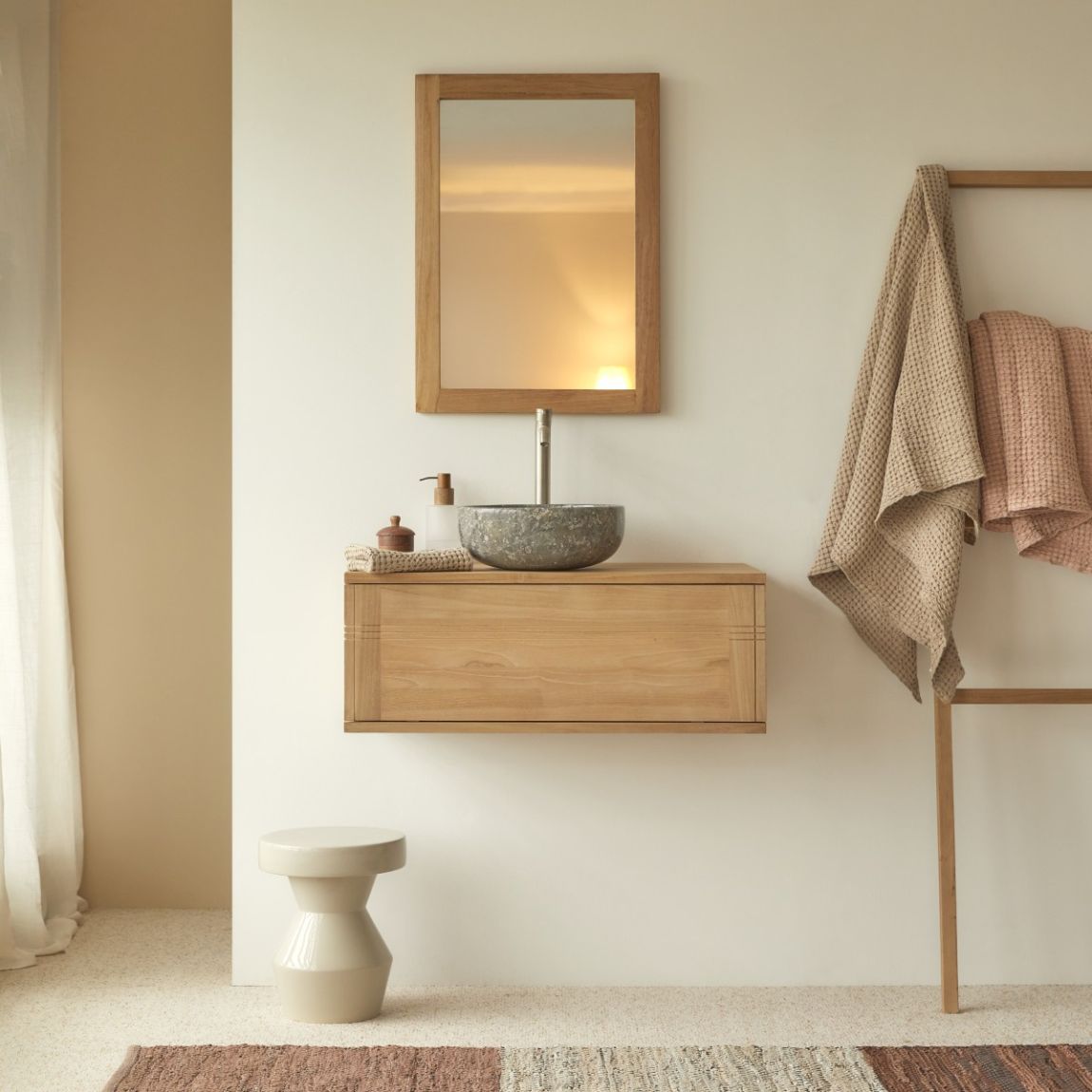 Basic - Solid teak vanity unit - 80 cm main product photo