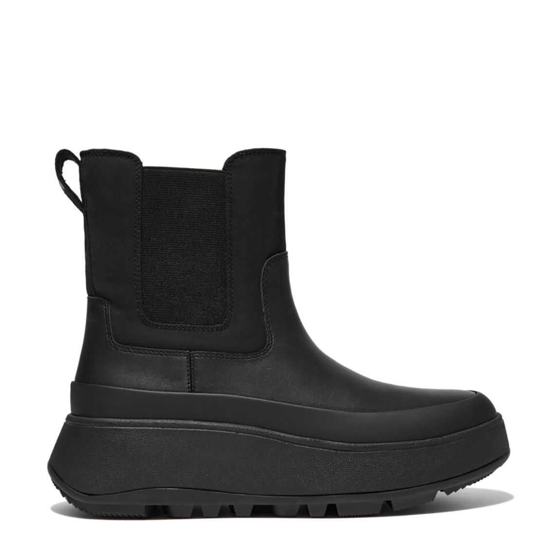 Black F Mode Leather Waterproof Flatform Chelsea Boot main product photo