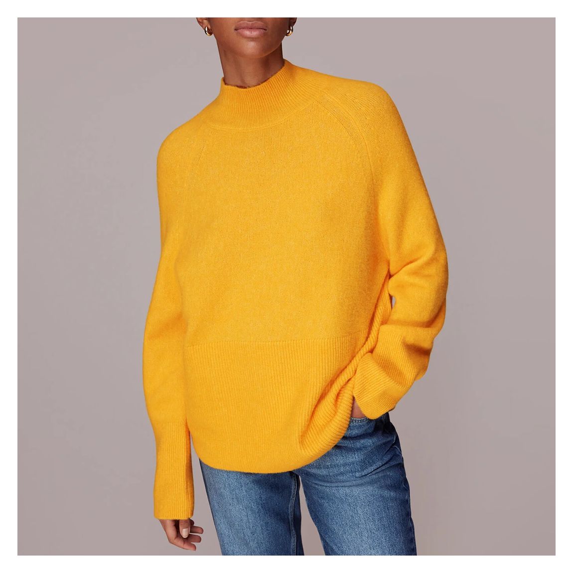 Yellow Relaxed Funnel Neck Jumper main product photo